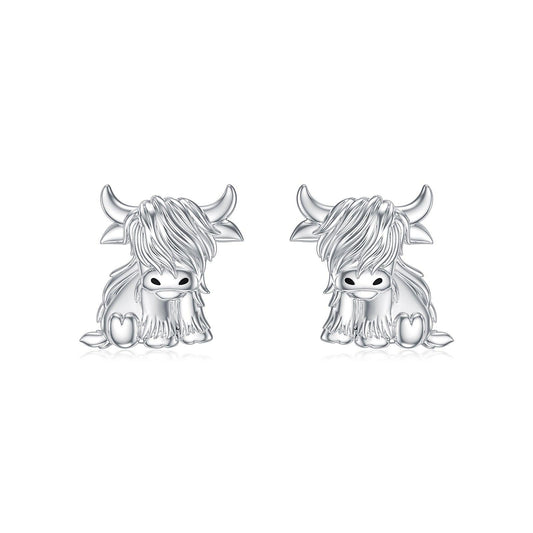 Highland Cow Earrings 925 Sterling Silver Cow Studs Earrings Highland Cow Jewelry Gifts