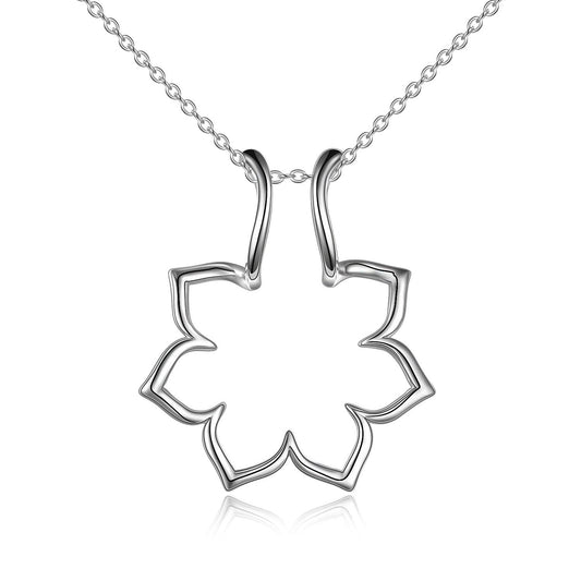 Sterling Silver Ring Holder Keeper Flower Pendant Necklace for Women