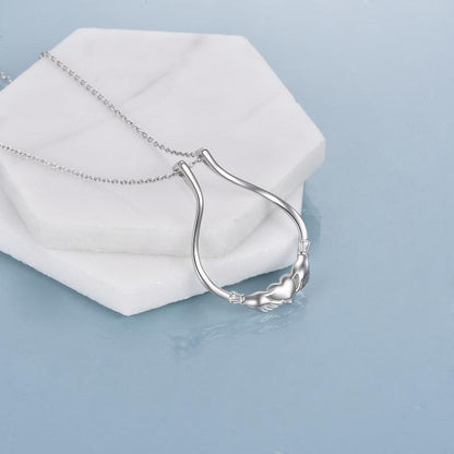 Ring Holder Necklace Irish Claddagh Jewelry in White Gold Plated Sterling Silver